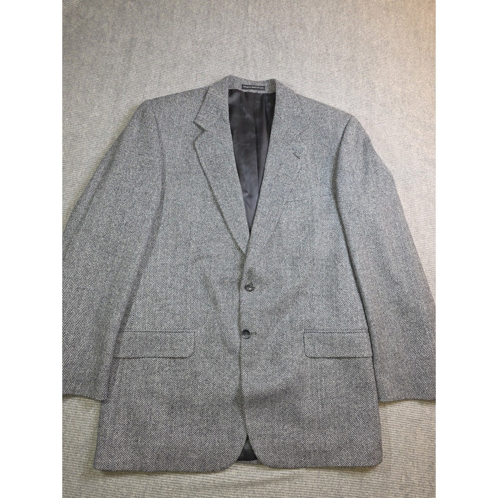 Cricketeer Jacket Blazer Mens 46L Gray Herringbone Lambswool Tweed Classic